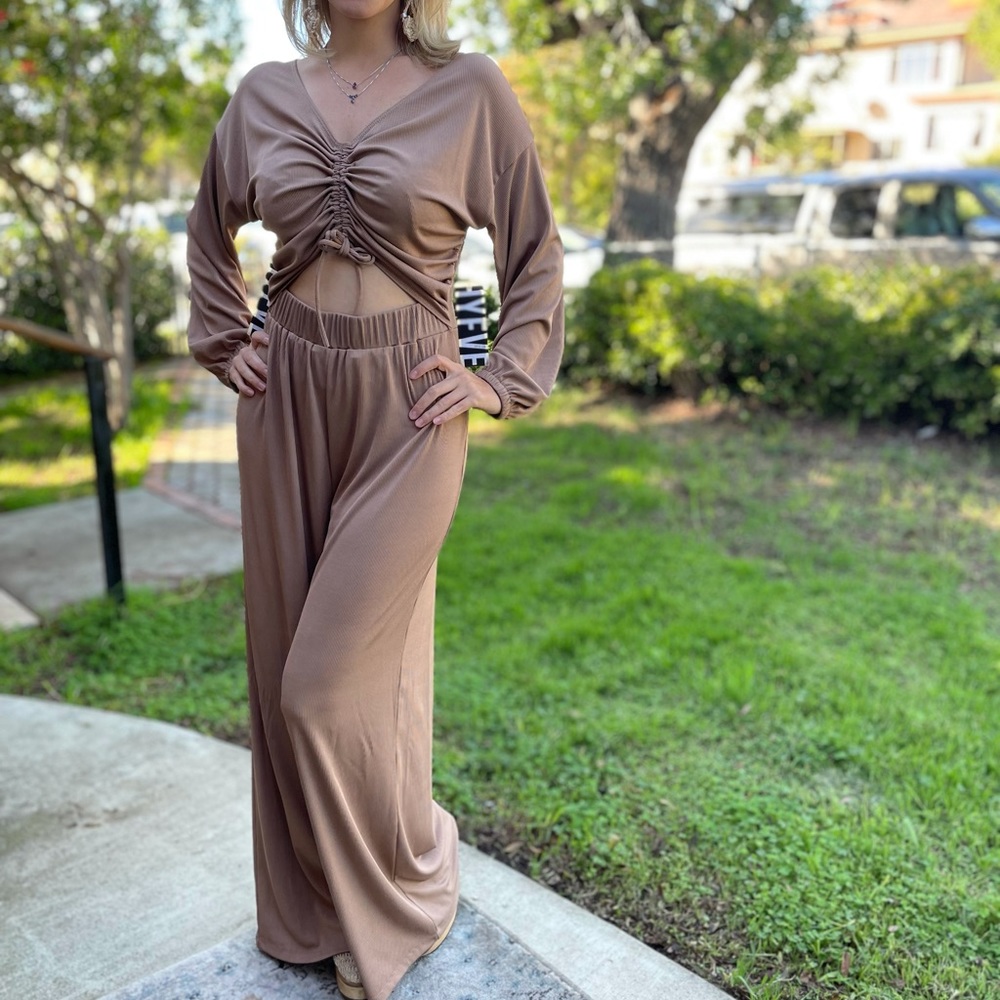 HYFVE Brown Ruched Jumpsuit